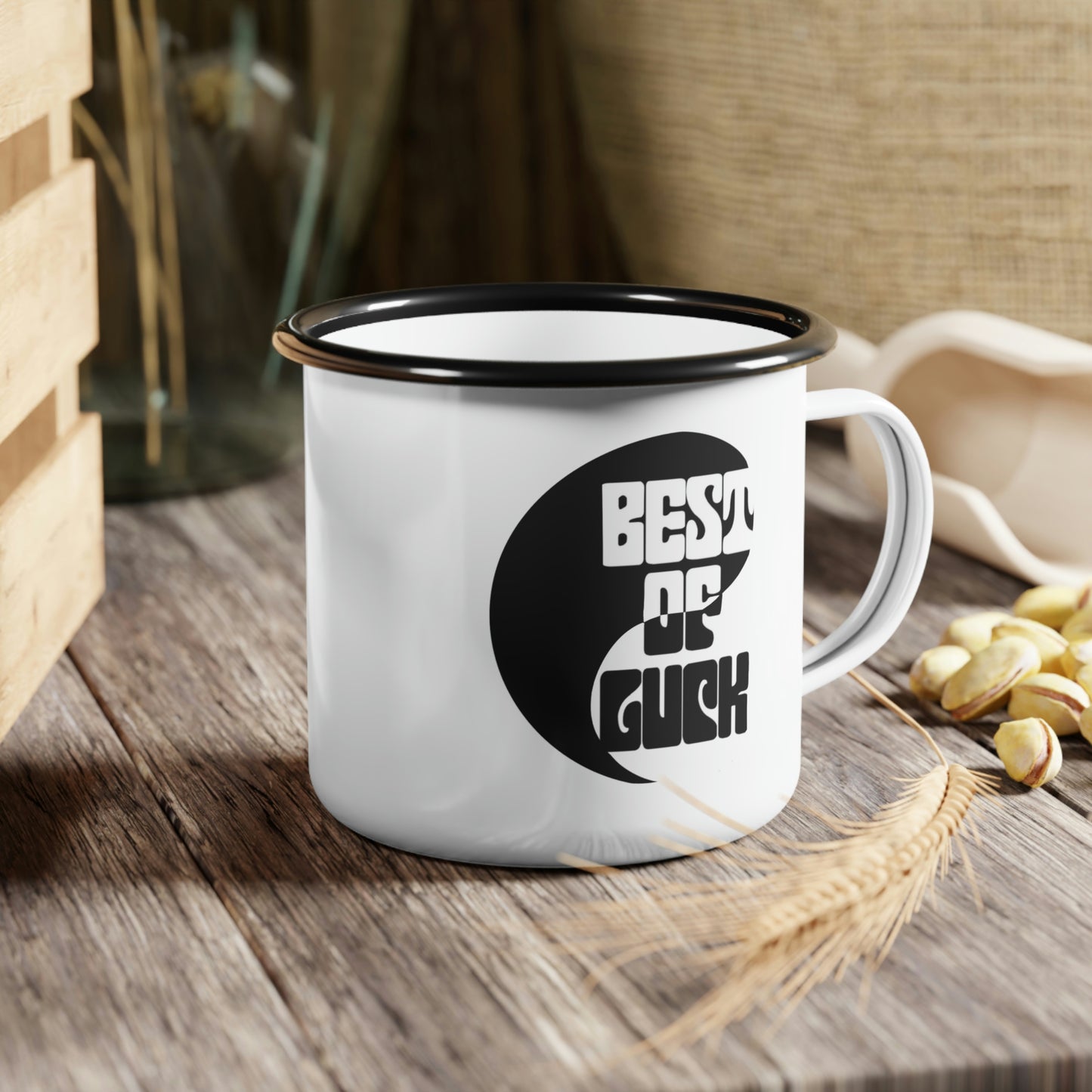 Best of luck enamel mug